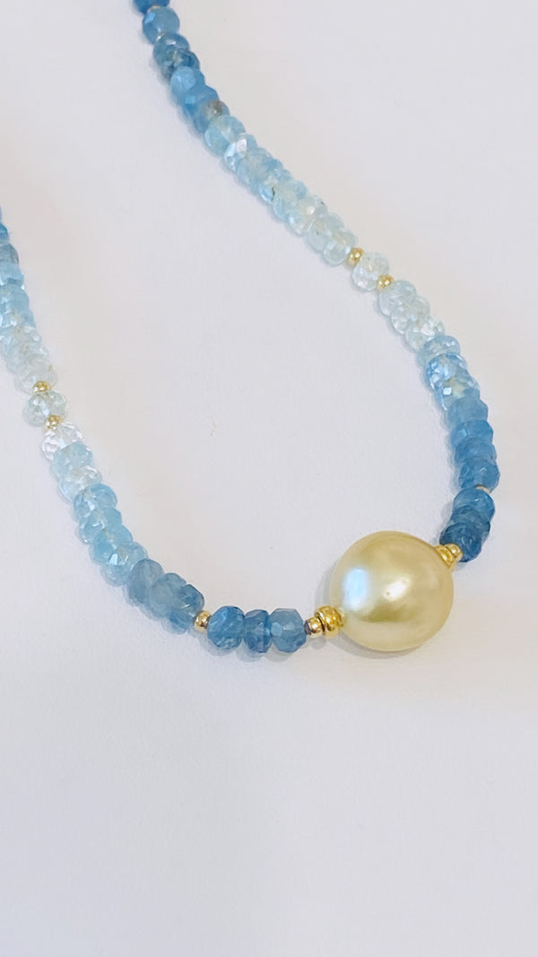 Avalon necklace - South Sea x Aquamarine