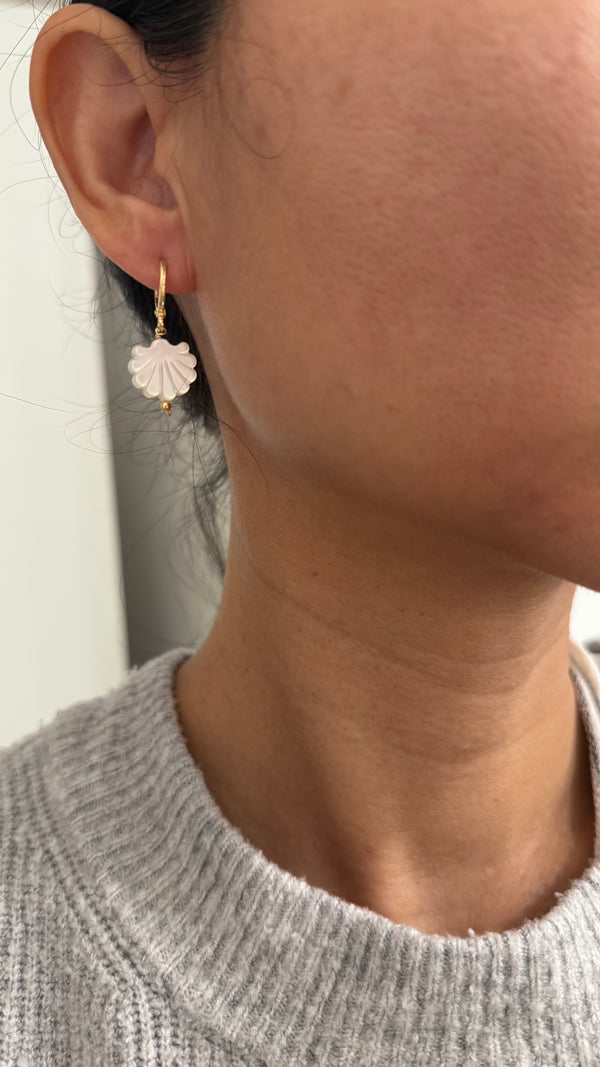 Mother of pearl shell huggy earrings