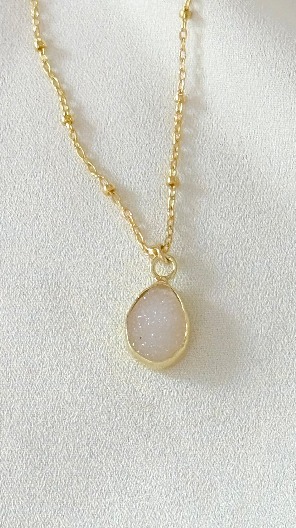 Beaded chain Druzy necklace