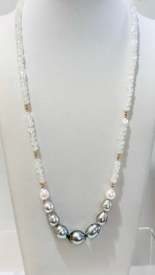 ARIEL 9 pearl necklace - Silver Tahitian