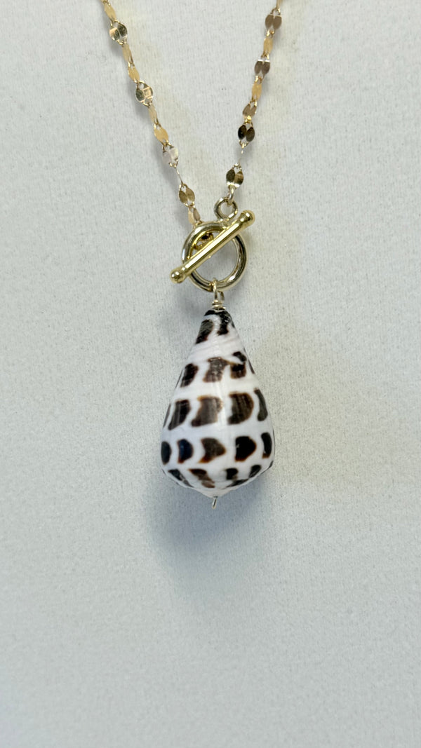 Hebrew shell toggle necklace