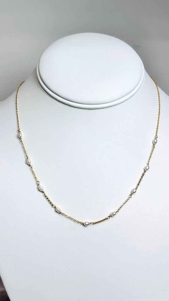 Freshwater keshi station necklace
