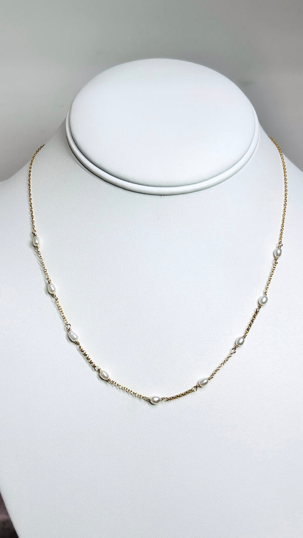 Freshwater keshi station necklace