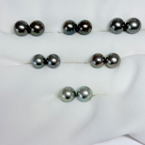 9-10mm Tahitian stud earrings - 14K