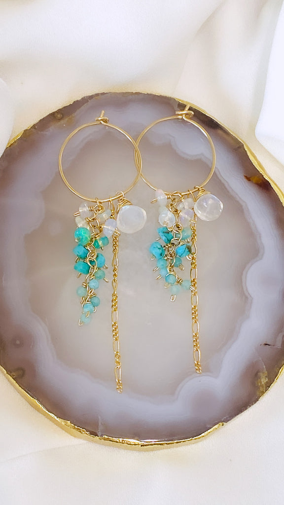 Trellis hoop earrings - Turquoise mix