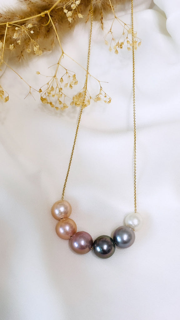 Jupiter  6 pearl necklace - Pink ombre