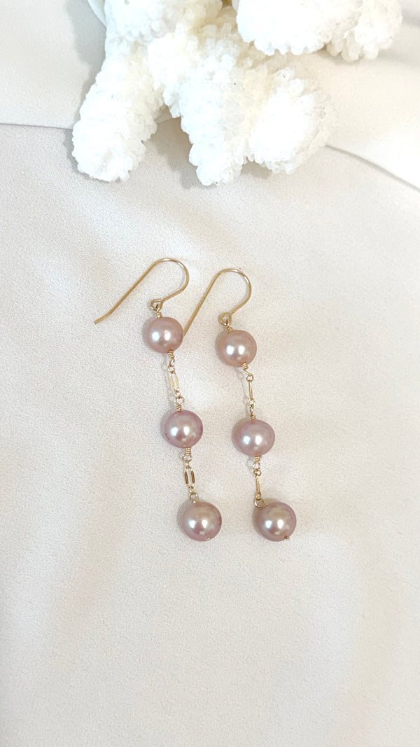 Vera pearl earrings - Pink Edison