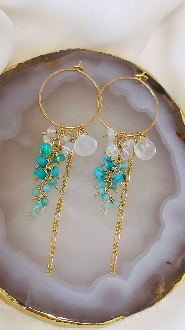 Trellis hoop earrings - Turquoise mix
