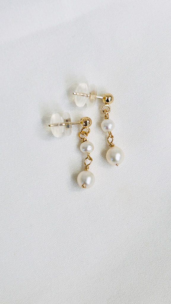 14K Tiny Akoya drop earrings