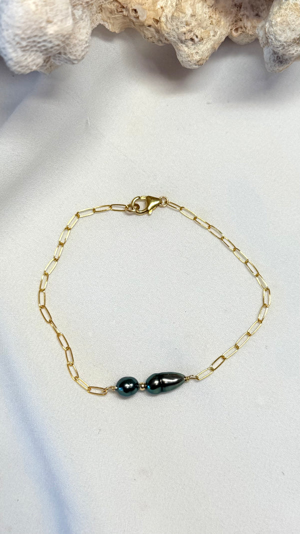 Duo Tahitian Keshi bracelet