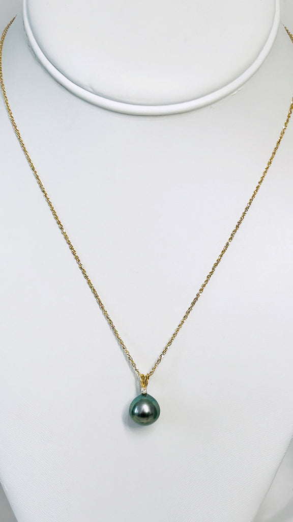 14K Diamond x Tahitian Pearl necklace