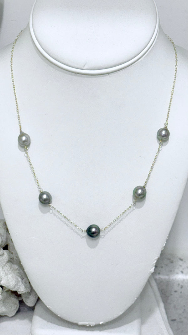 Tahitian pearl station necklace