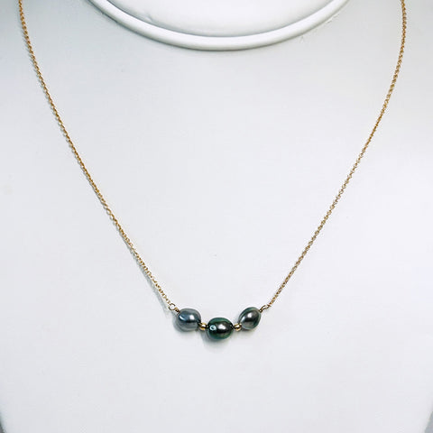 14K Triple Keshi necklace
