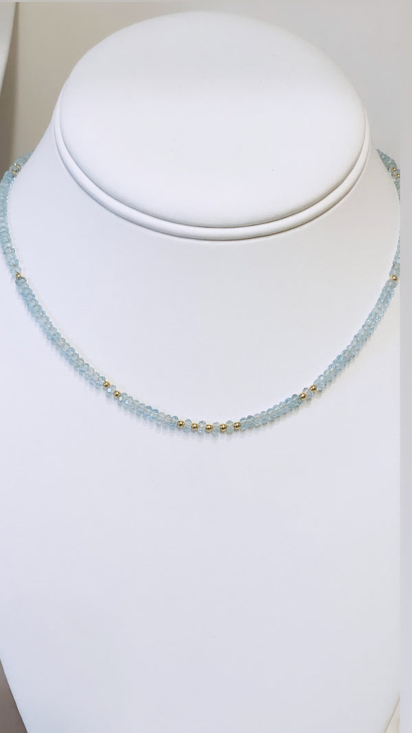 Aquamarine full gemstone necklace