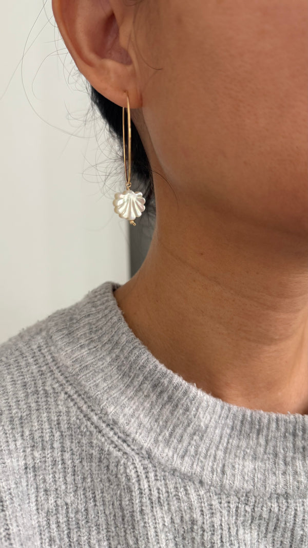 Mother of pearl shell hoop earrings