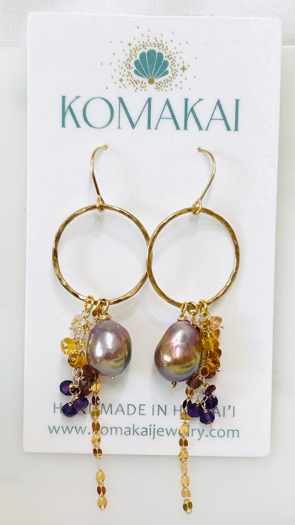 Trellis hoop earrings - Rainbow Edison Pearl