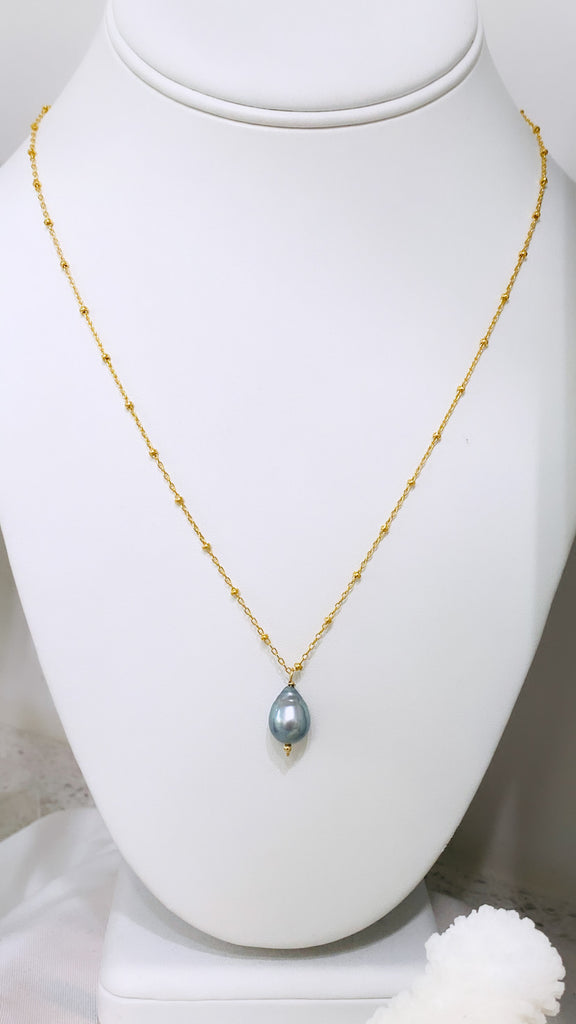 #101 Ice Blue Tahitian pearl necklace