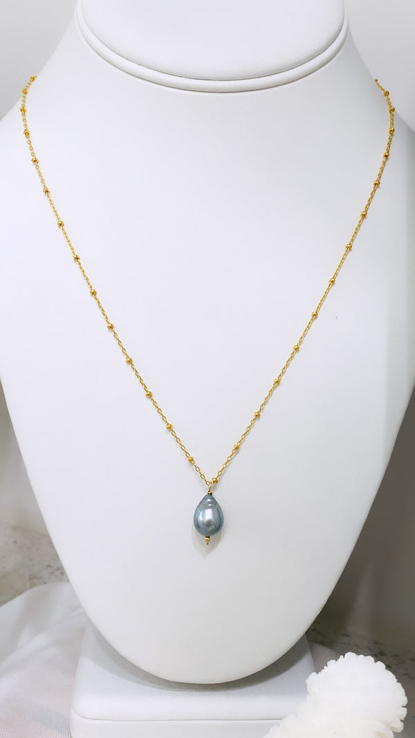 #101 Ice Blue Tahitian pearl necklace