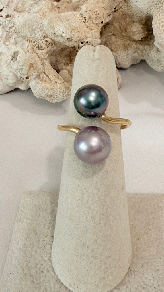 Aubergine x Pink pearl wrap ring