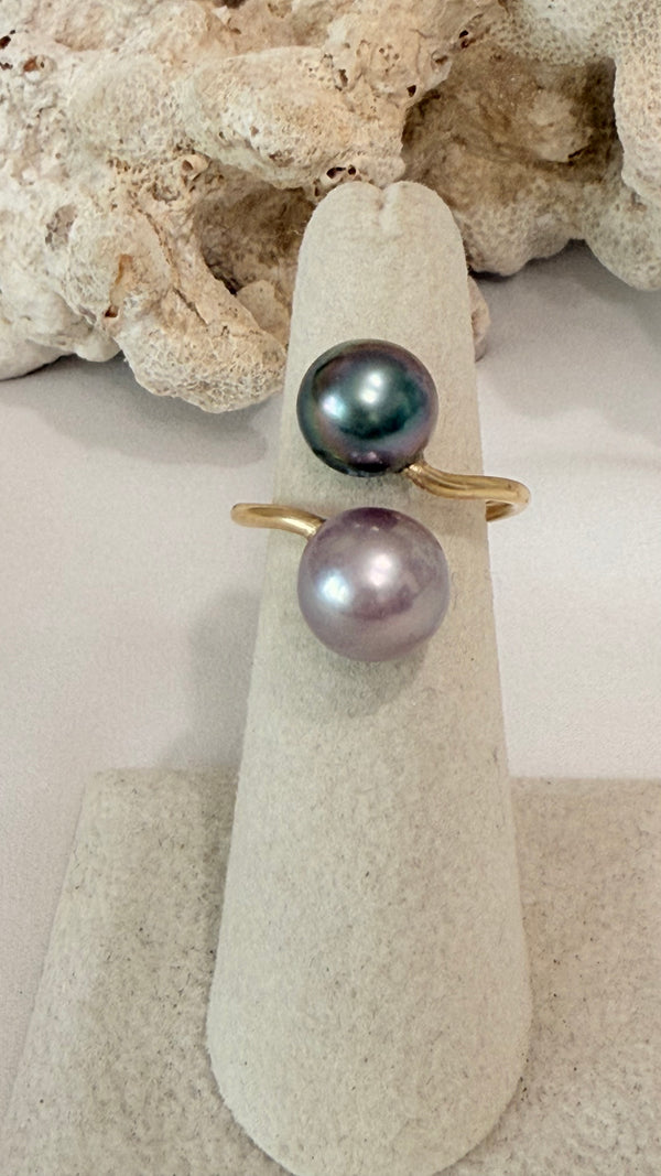 Aubergine x Pink pearl wrap ring