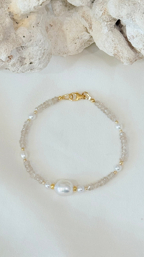 BERMUDA Pearl bracelet - Champagne zircon