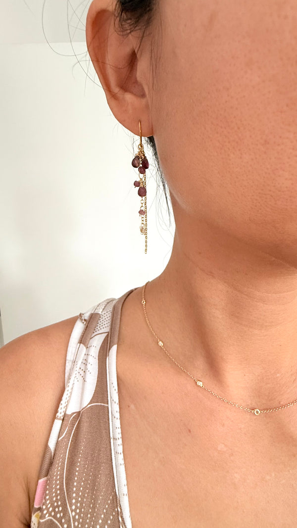 Watermelon tourmaline drop earrings - Raspberry