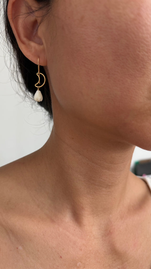 Pikake x moon earrings