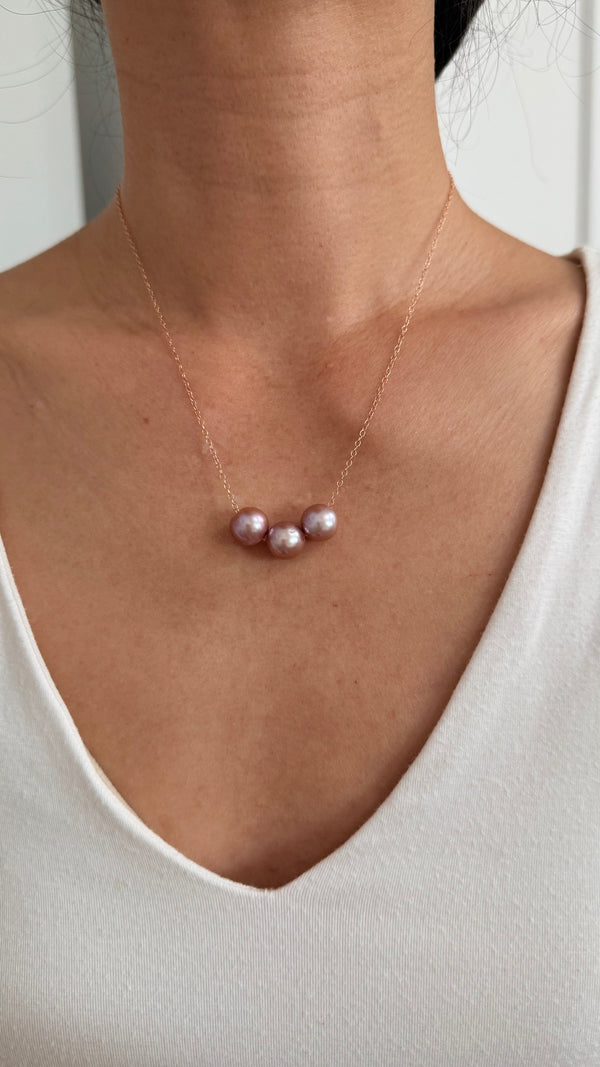 Triple Pearl necklace - Rose Gold
