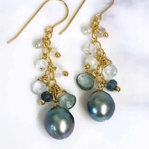 MIST earrings - Tahitian pearl