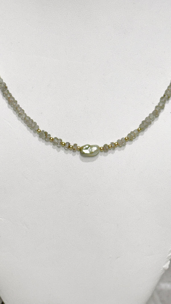 Avalon keshi necklace - Champagne Zircon