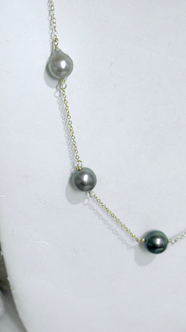 Tahitian pearl station necklace