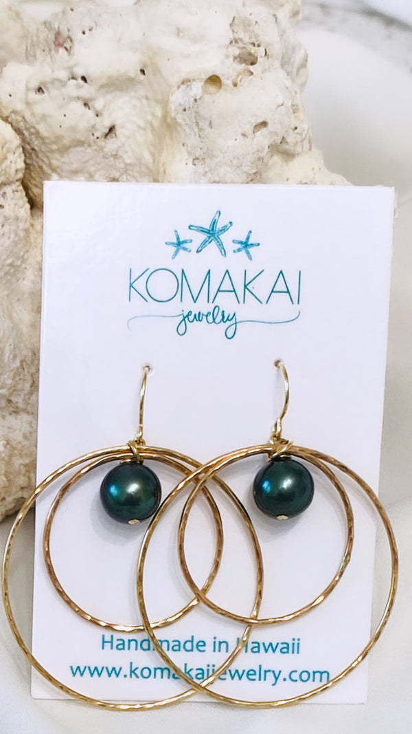 Double hoop pearl earrings