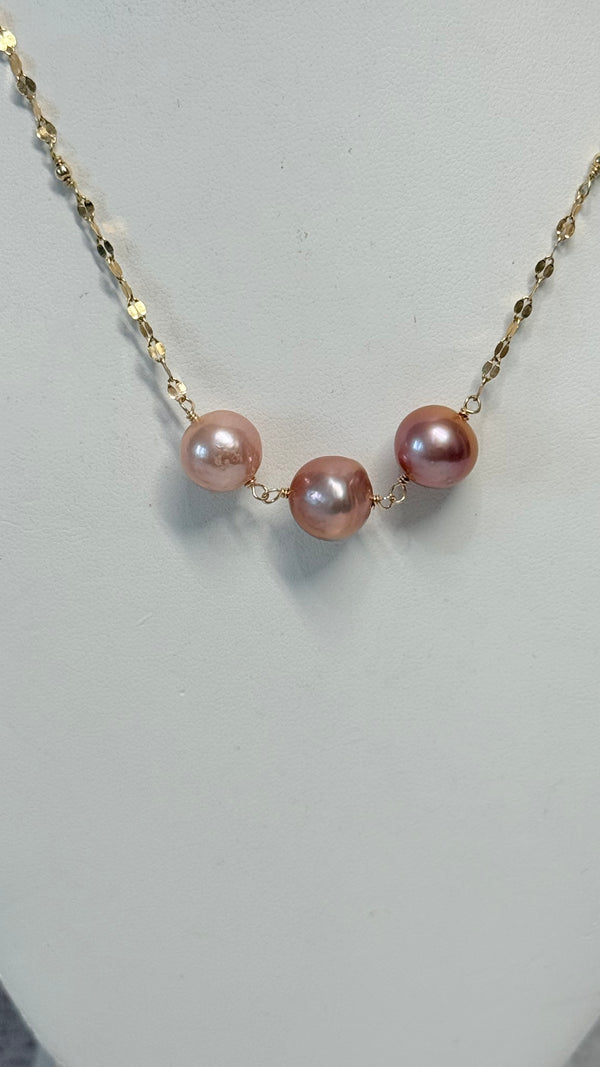Triple rosary Edison pearl necklace