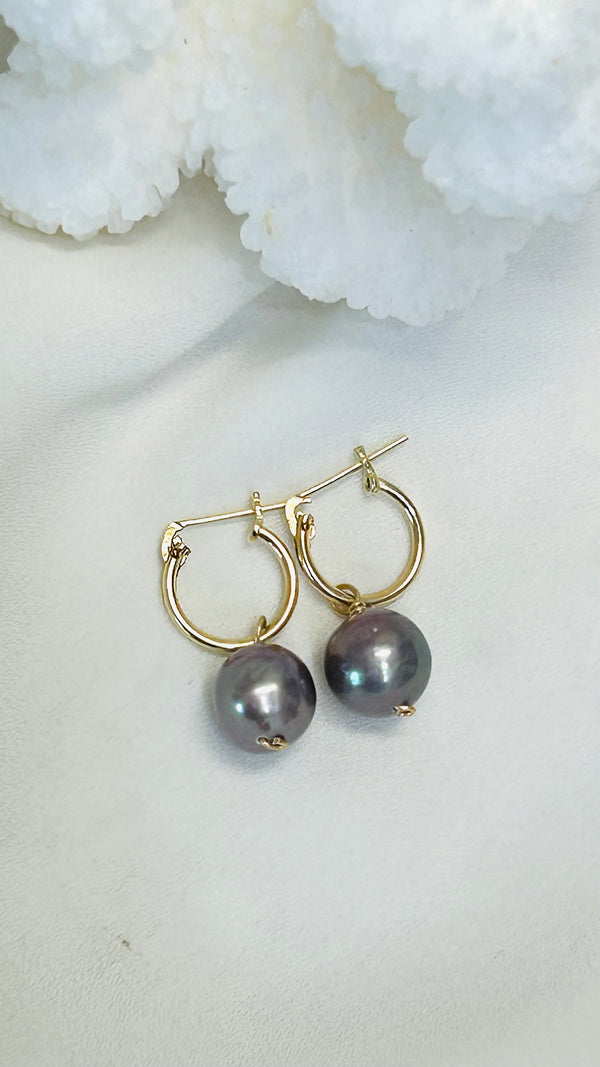 Purple Edison huggy earrings