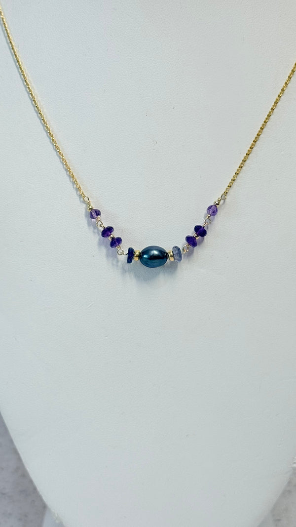 CLARICE necklace - Dark Purple keshi