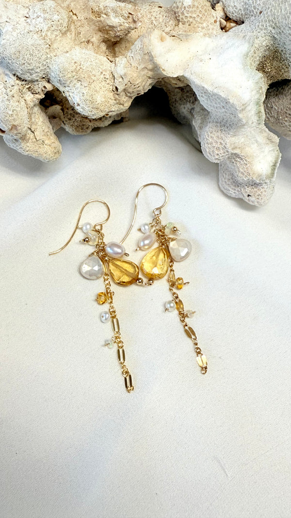 Waterfall earrings - Citrine