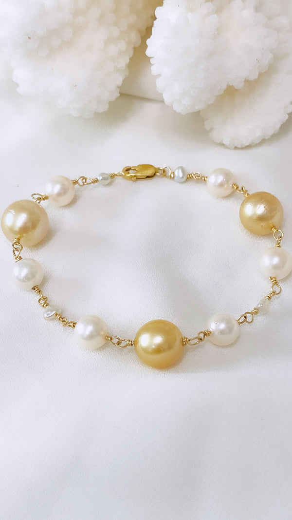 Golden South Sea x Akoya pearl bracelet