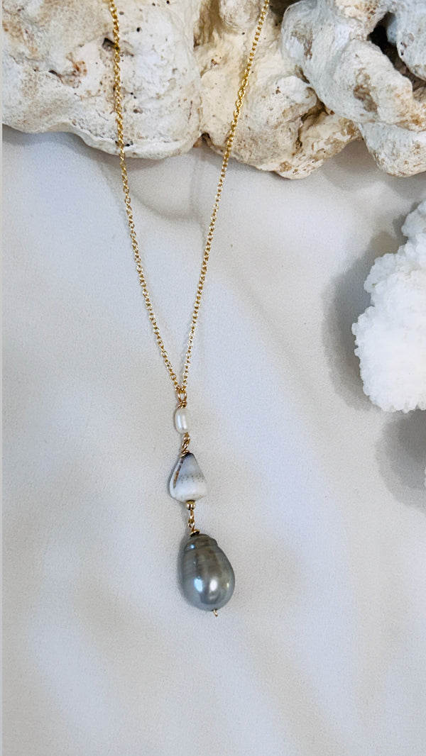 Cone shell lariat necklace
