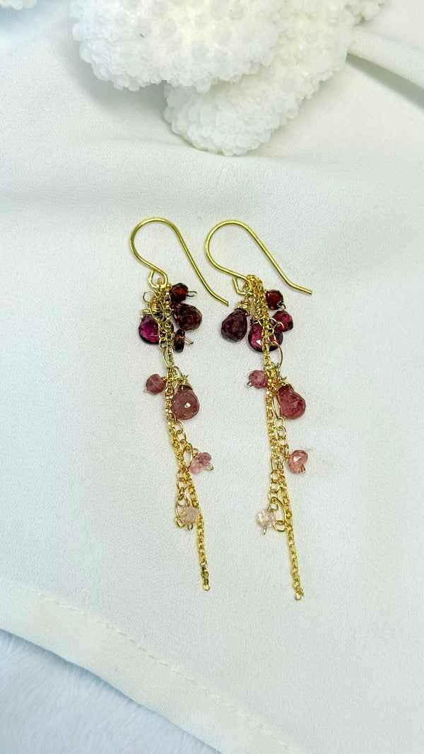 Watermelon tourmaline drop earrings - Raspberry