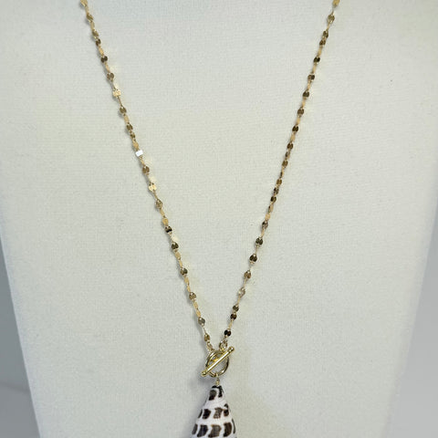 Hebrew shell toggle necklace