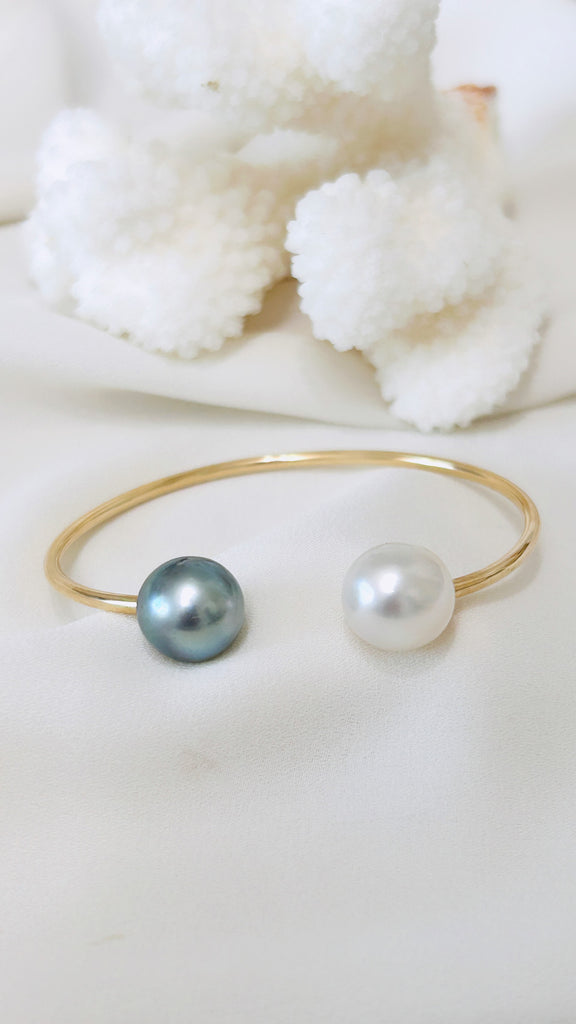 White x silver pearl cuff