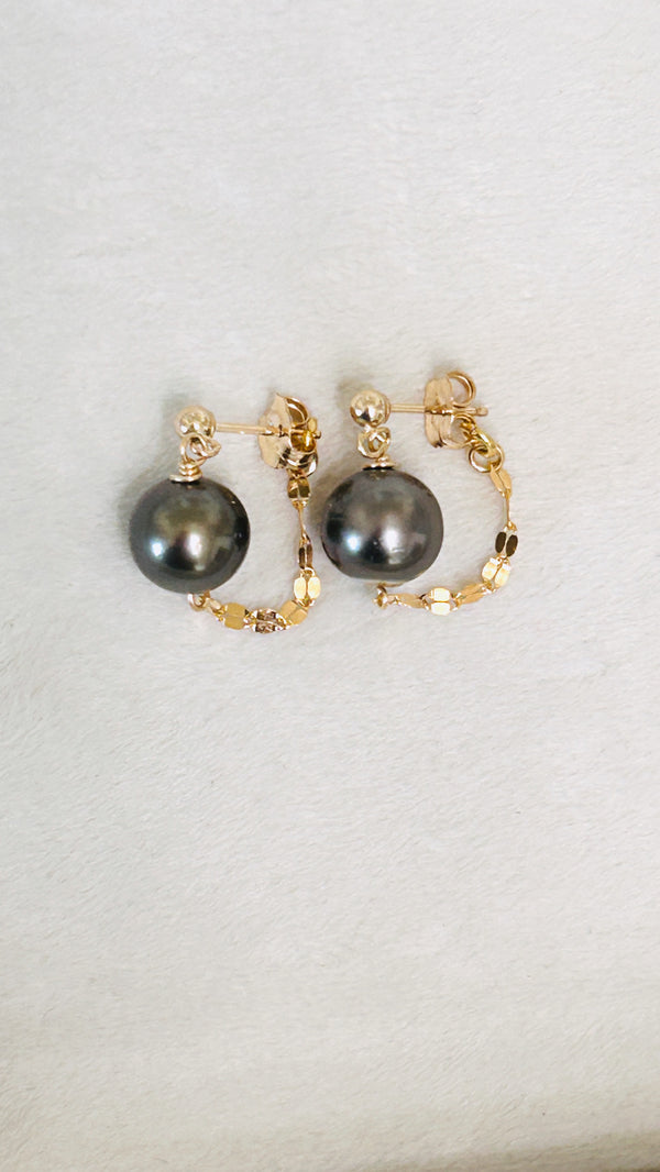 Poolside earrings - Chocolate Tahitian pearls