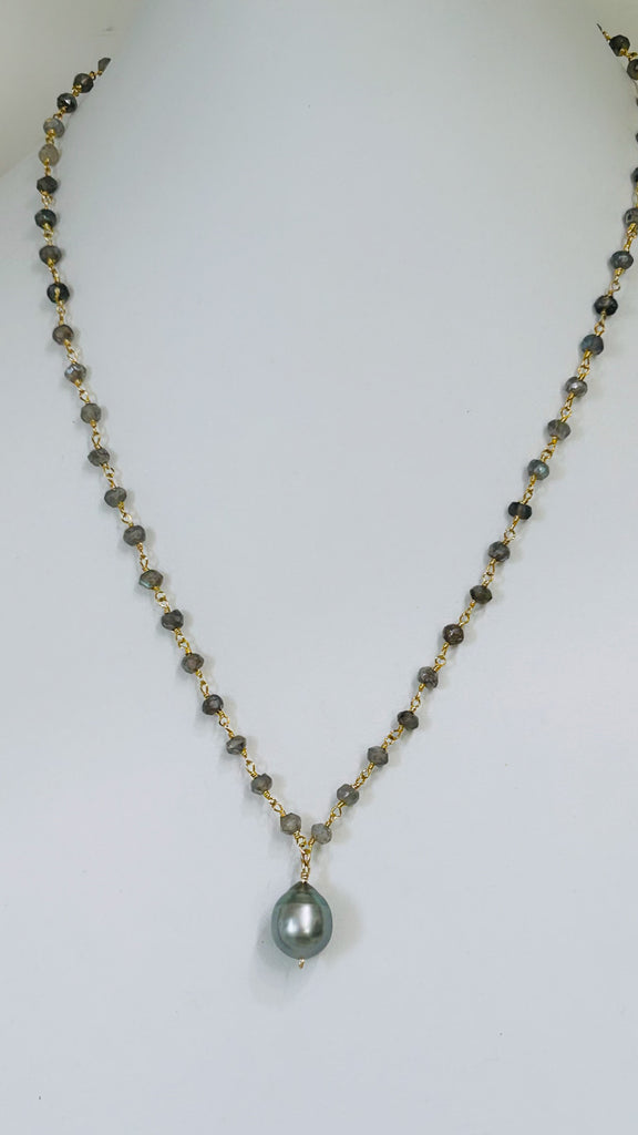Labradorite x Tahitian pearl necklace