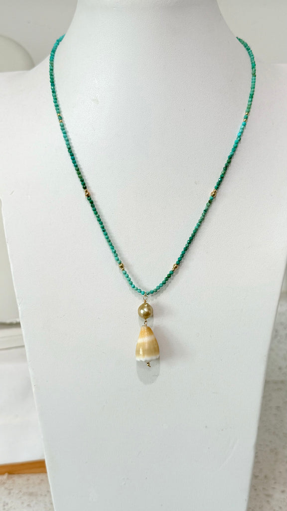 Olive cone x South sea turquoise neckalce
