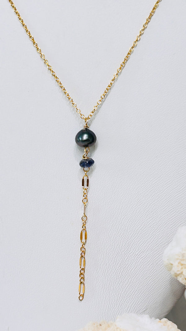 Sway Purple Tahitian keshi x gem lariat