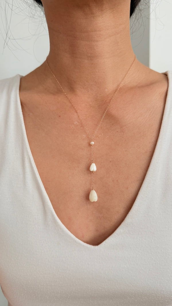 Pikake lariat necklace - Rose Gold