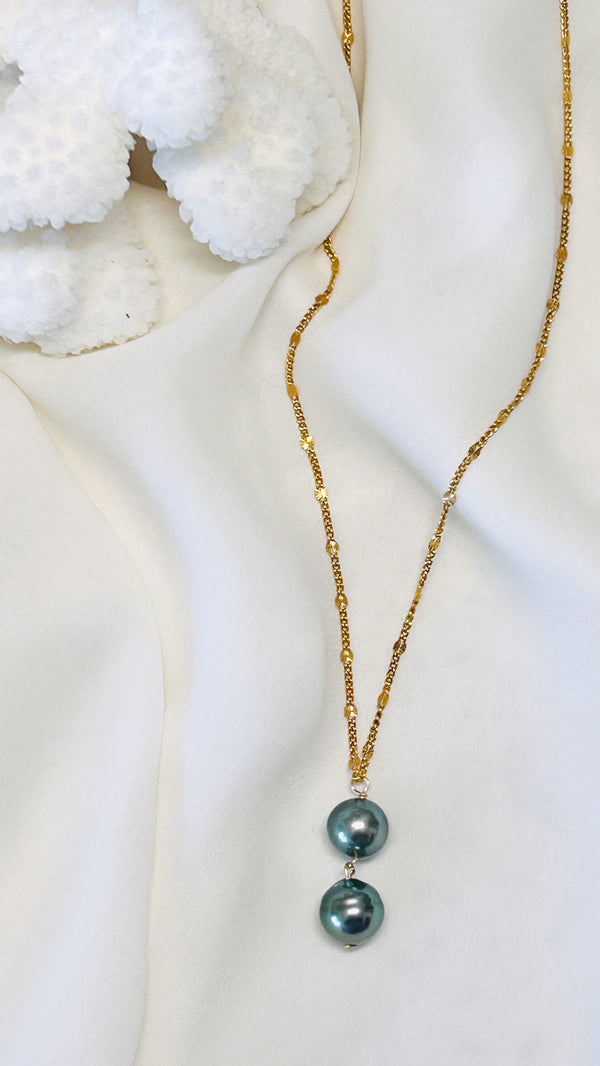 Coco necklace - Blue Tahitian pearl
