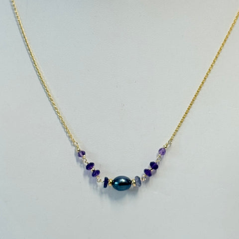 CLARICE necklace - Dark Purple keshi