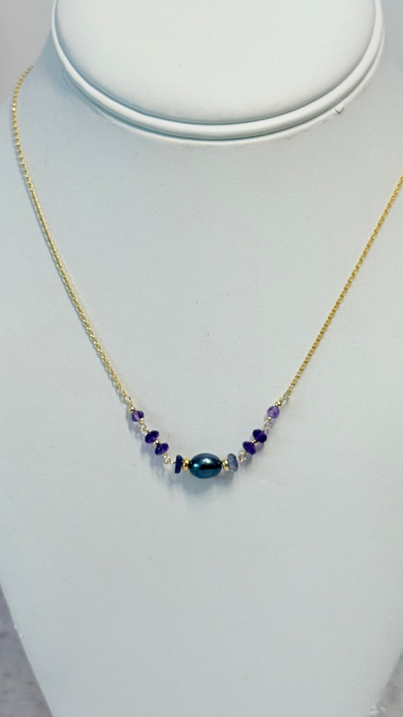 CLARICE necklace - Dark Purple keshi