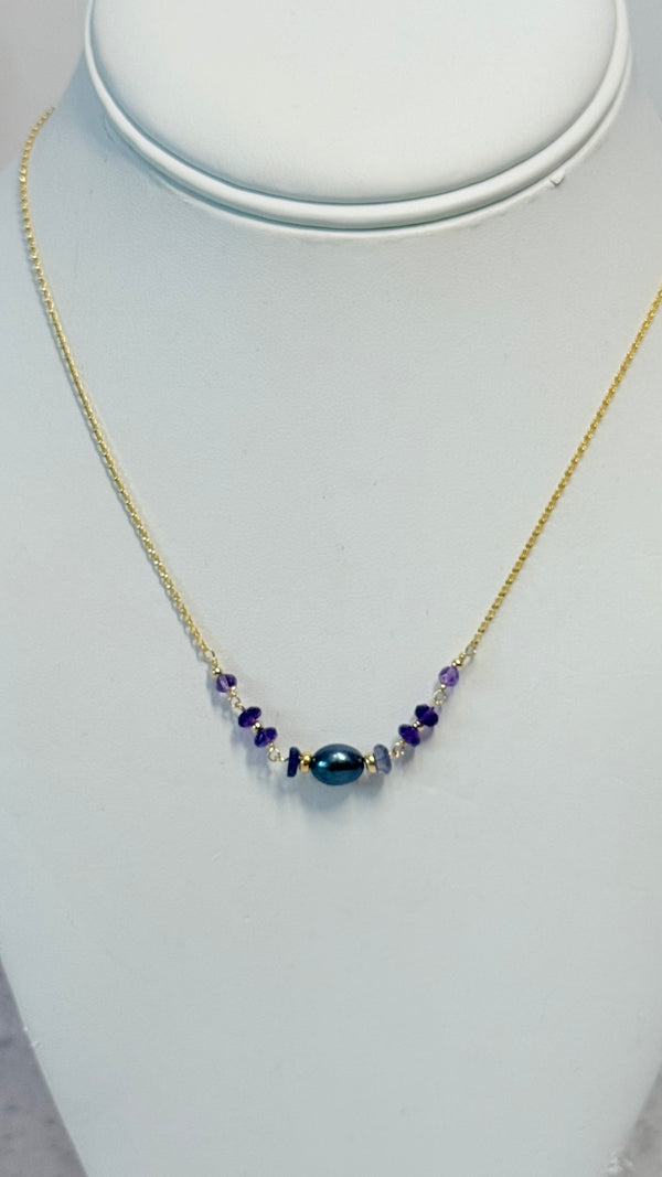 CLARICE necklace - Dark Purple keshi